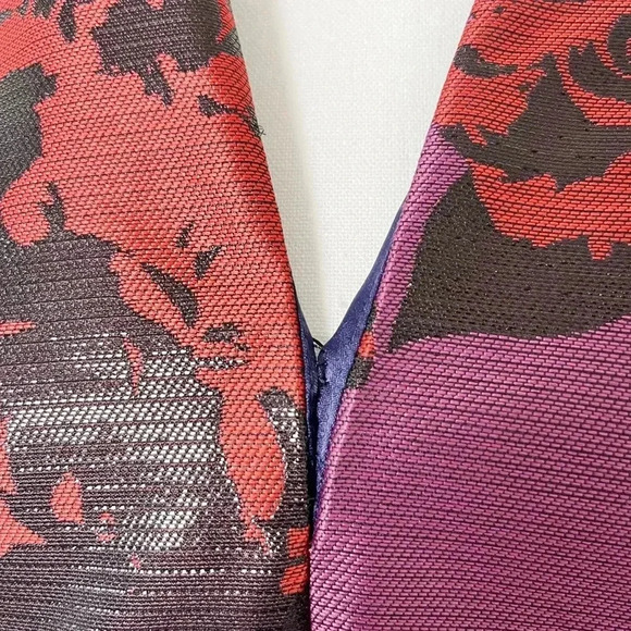 Vince Camuto  Metallic Jacquard Roses Fit & Flare Party Dress Red Purple Size 10 - Picture 11 of 15